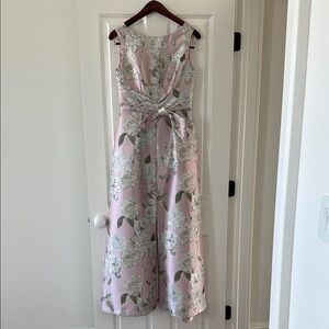 Floral Pink and Silver Sleeveless Dress